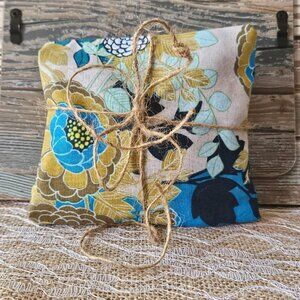 Handsewn Floral Sage & Gold Herbal Pillow - Choice of Blend